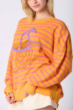 Halloween Ghost Embroidered Sweater Loose Casual Top