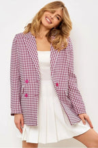 Casual Tweed Houndstooth Blazer