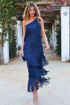 Galatea Chic One Shoulder Dress Elevated Occasion Wear