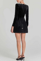 Xenia Premium Midi Dress with Puff Sleeves and Belt Evening Wear Edit