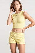 Knit crop top bodycon shorts vacation set
