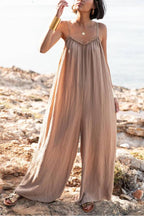 Vacation Casual Suspender Loose Wide Leg Jumpsuit