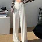 Beige High-Waisted Straight Slacks