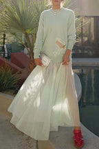 Tini Time Chiffon High Rise Zipper Waist A-line Maxi Skirt