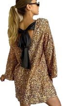 Sequined Lace-Up Short Dress
