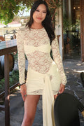 Sheer Lace Bandage Mini Dress