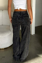 Retro Pocket Washed Cargo Straight Jeans