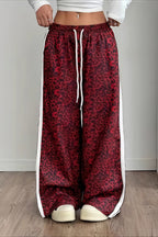 Leopard Print Spliced Casual Pants