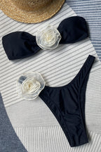 Elegant Retro Floral Bandeau Bikini Set