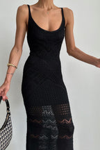 Cami UNeck Crochet Knit Maxi Sweater Dress