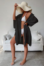 Minimalist Flowy Loose Solid Cardigan Blouse