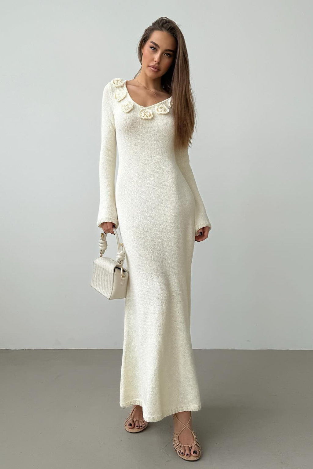 Long Sleeve Floral Maxi Sweater Dress