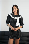 Vintage Puff Sleeve Polka Dot Mini Dress