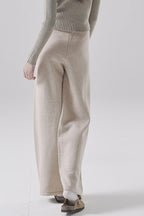 Solid Wool Straight Leg Knit Pants