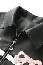 Vintage Faux Leather Bow Jacket