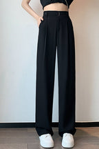 Fluid High Waist Narrow Wide Leg Straight Pants
