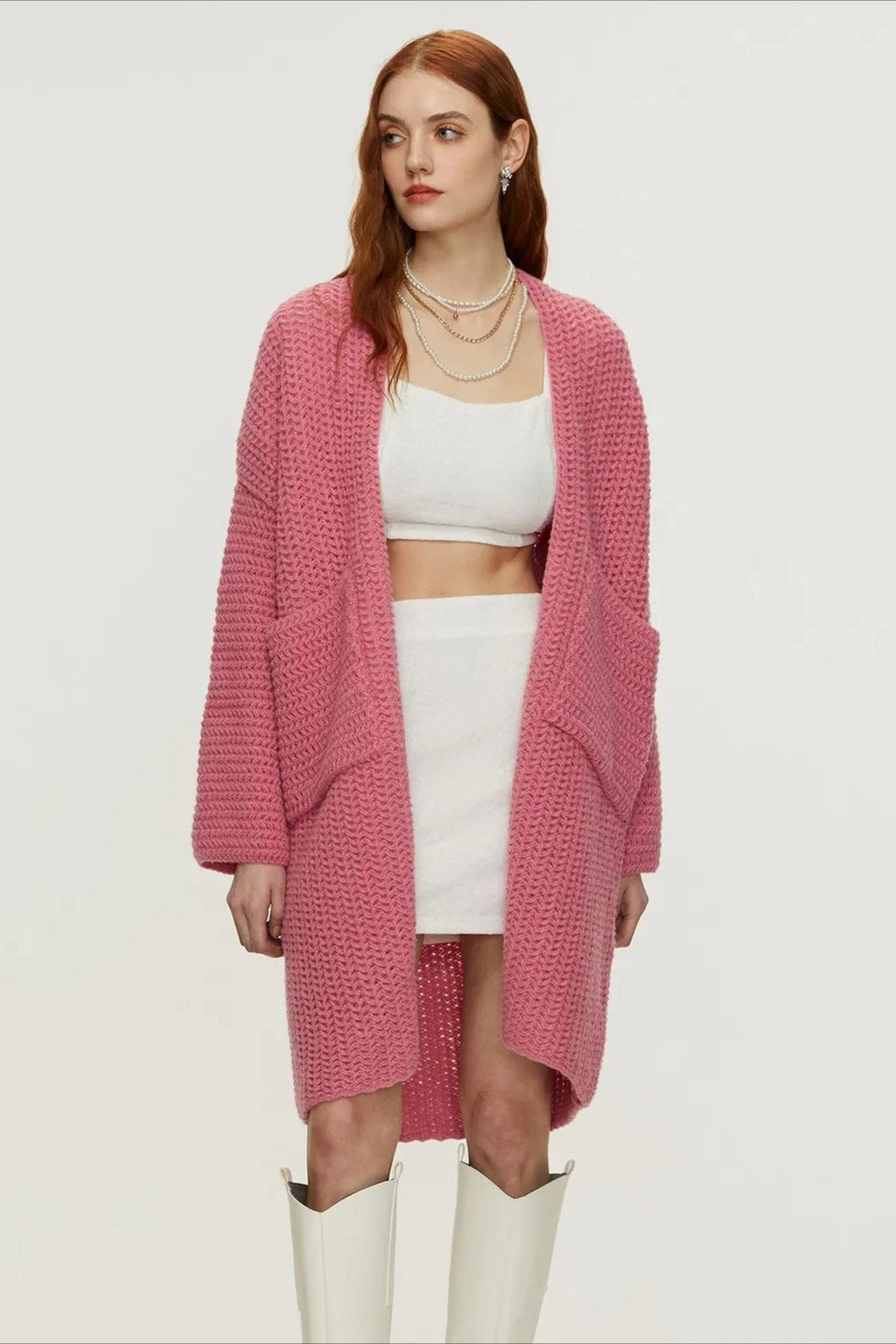 Longline Cable Knit Cardigan