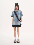 Oversized Faded Denim Button Shirt