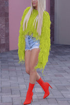 Fashionable Sequined Tassel Loose Long-sleeved Knit Sweater