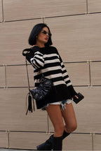 Loose Fit Striped Knit Sweater