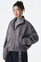 PU Leather Moto Style Longline Jacket