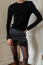 Lace Polka Dot A Line Skirt