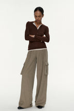 Henley Neck TwoinOne Knit Top
