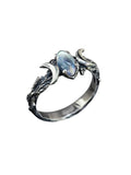 Double Moon Geometry Ring Gemstone Ring