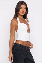 Underwire Halter Neck Double Layer Crop Top