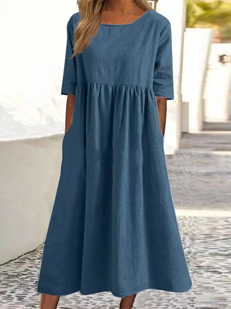 Veronica Luxe Midi Dress with Three Quarter Sleeves Designer Edit