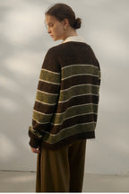 Textured Stripe Color Block Cardigan