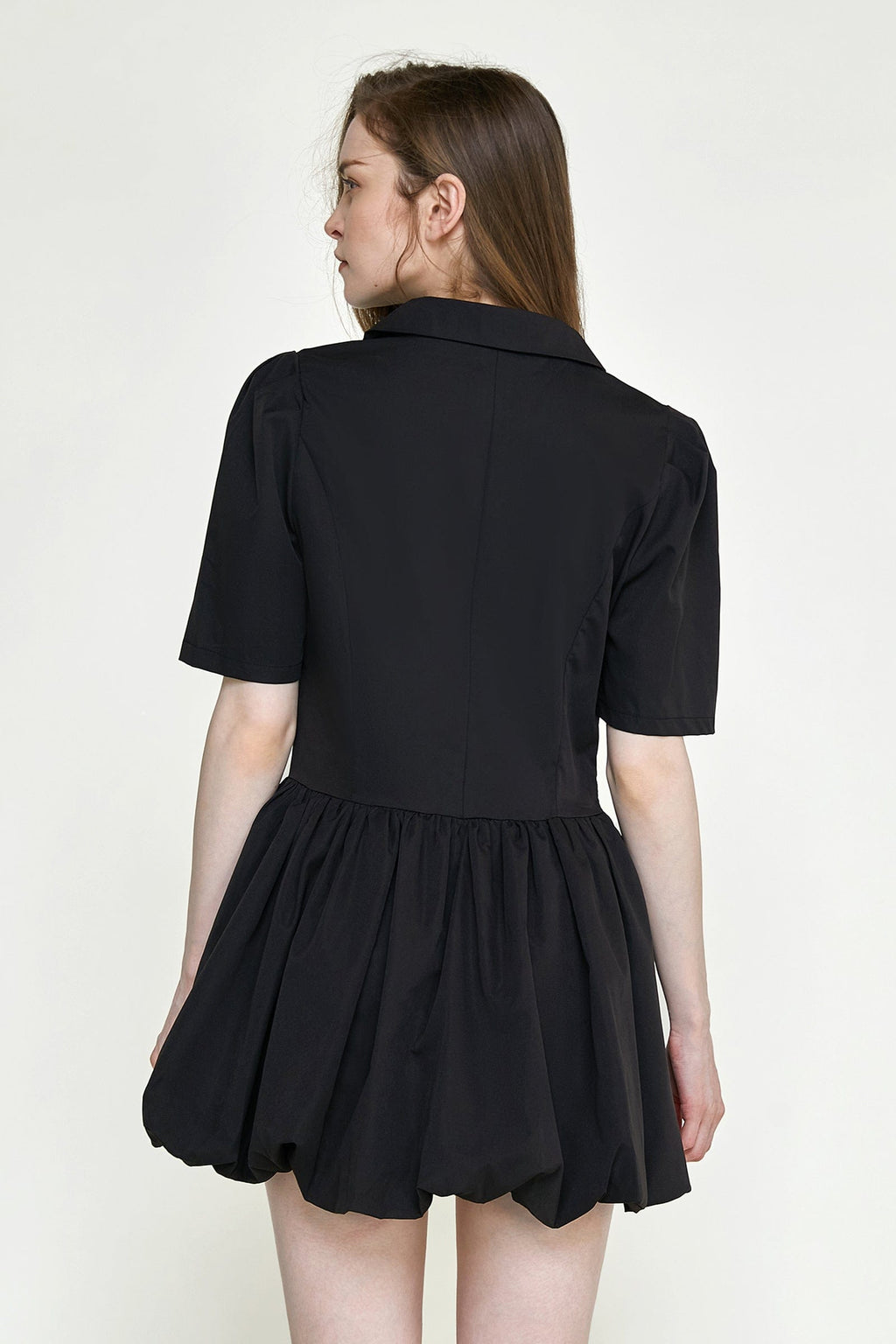 Black Bowknot Decor Balloon-Skirt Mini Dress