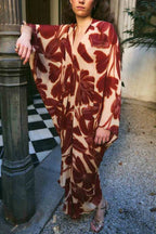 Elegant Oversized Floral Print Maxi Dress