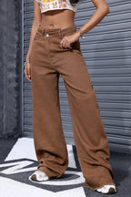 Light Washed High Waist Slim Wide Leg Jeans