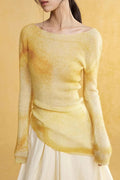 Soft Deconstructed Print Knit Top