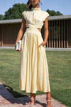 Amalia Chic Pleated Maxi Dress for Women Elevated Occasion Wear