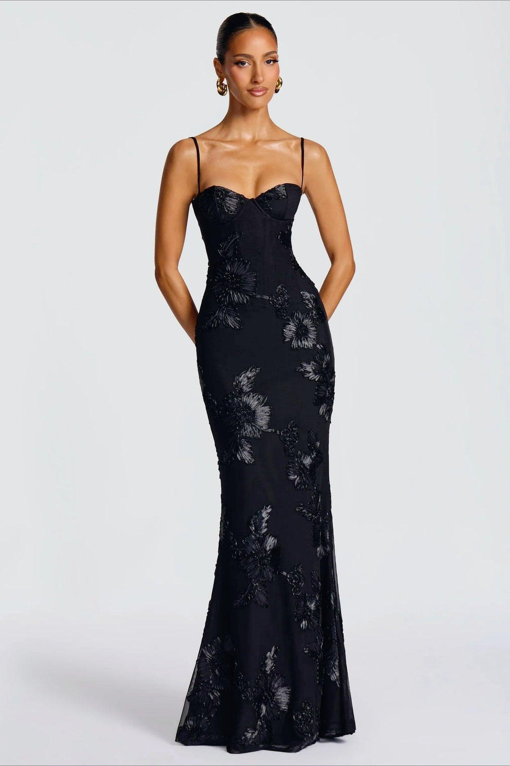 Elegant Strapless Slip Maxi Floral Dress