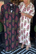 Collared Floral Print Relaxed Slit Shirt Dress