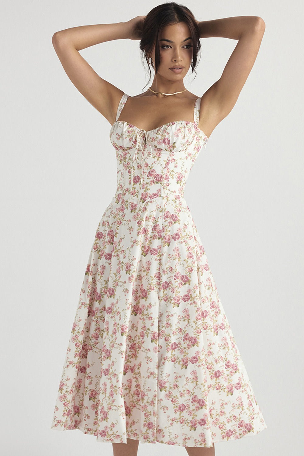 Strap Slit Floral Maxi Floral Dress