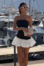 Fall Chic Elegant Strapless Peplum Mini Party Dress