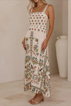 Linen Lace Trim Spaghetti Strap Boho Dress