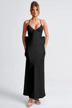 Satin Bowknot Strap Party Dress