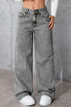 Casual High Waist Relaxed Straight Leg Jeans