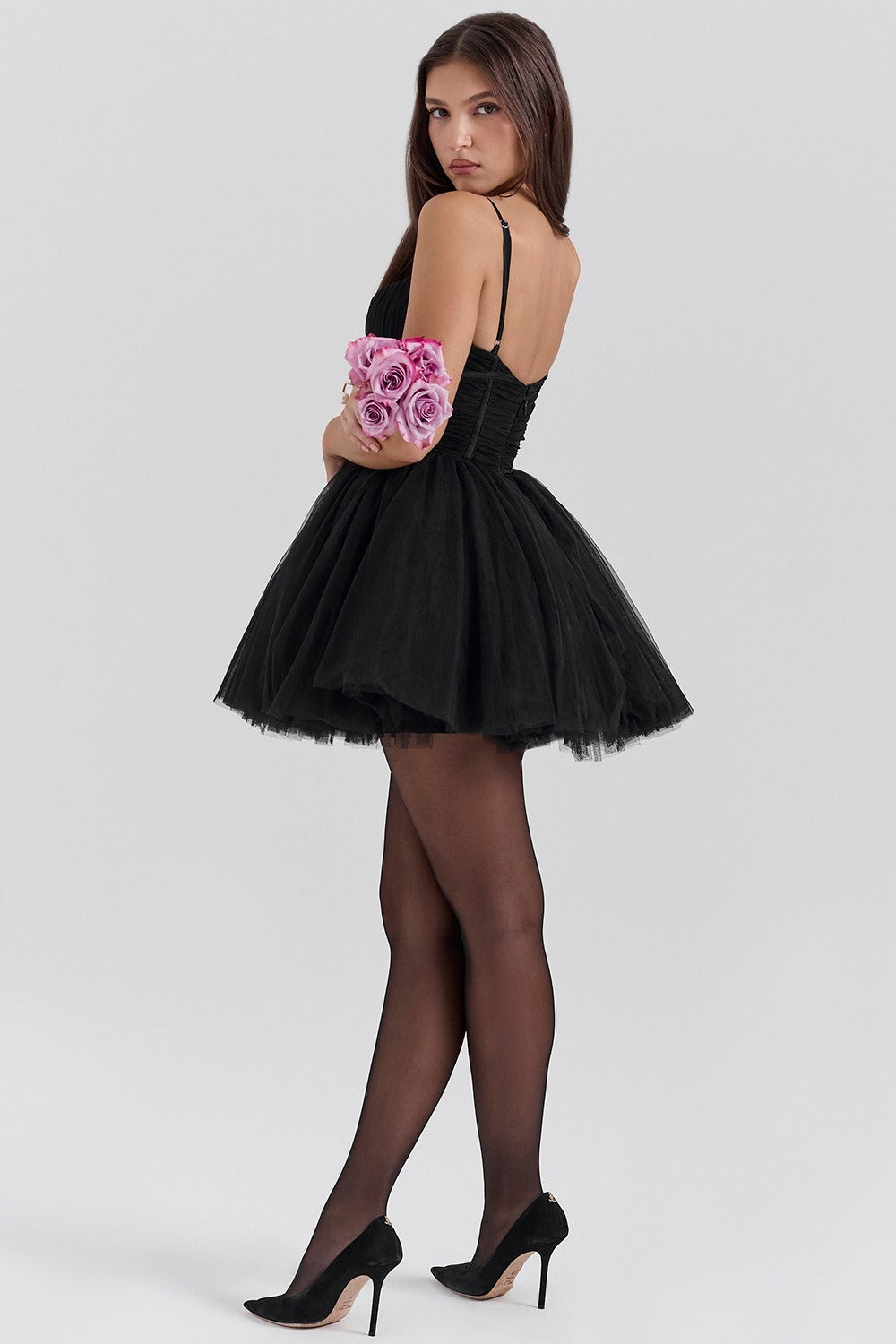 Chiffon Lace-up Backless Cocktail Dress