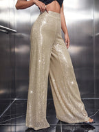 black sequin stretch pants