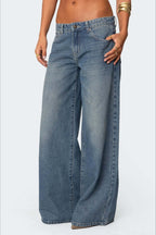 Loose Wide Leg Fashion Printed Denim Jeans