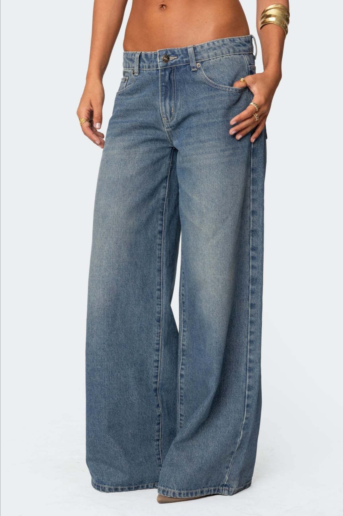 Loose Wide Leg Fashion Printed Denim Jeans