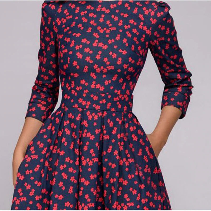 María Timeless Eugenia Dress with Red Dot Print Evening Wear Edit