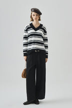Loose Fit V Neck Knit Sweater