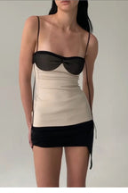 Patchwork Backless Mini Dress